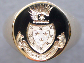 Heraldic Ring Hand Engraved by George Bently - Fine Hand Engraver