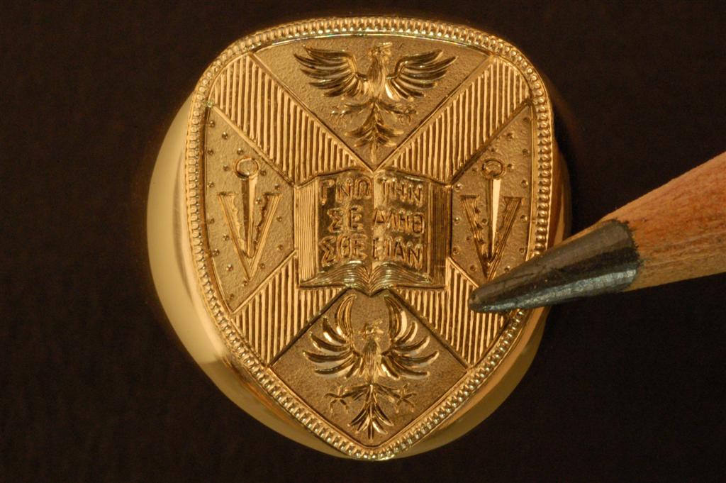 Custom Block Monogram Signet Ring in Relief Small / 14K Yellow Gold